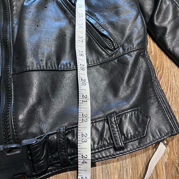 1980'S Oversized Leather Bomber Jackets CafeRacer Biker by Angora sz36 Vintage - Picture 11 of 12